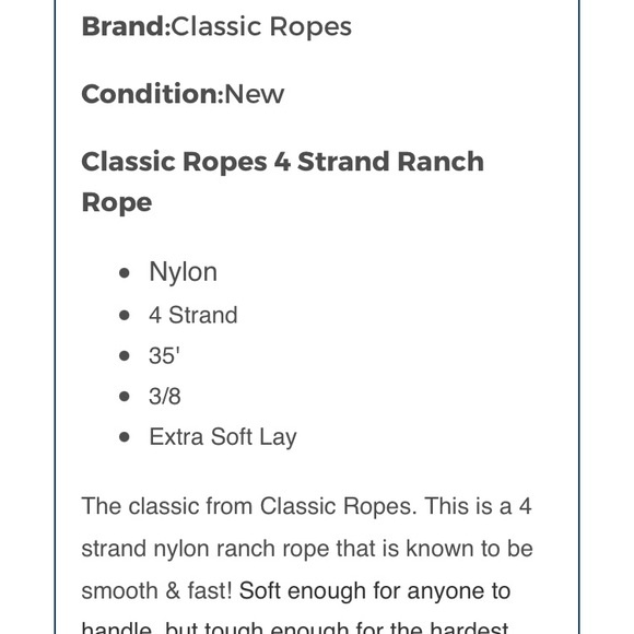 Classic Ropes, Roping Rope 4 ply, 35’ 3/8” - Picture 4 of 4